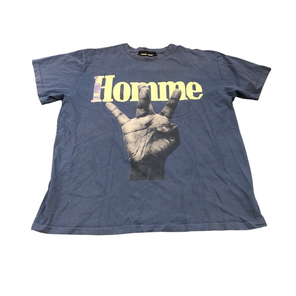 Homme Femme Graphic‎ T-Shirt Mens Extra Large Blue Hand Sign Made in USA XL